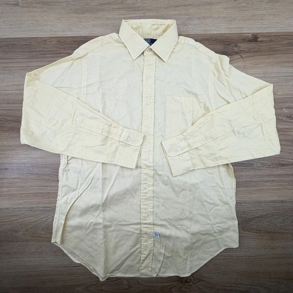 Ralph Lauren Polo Philip Mens Solid Yellow Shirt 16 34/35 Vintage 90s‎